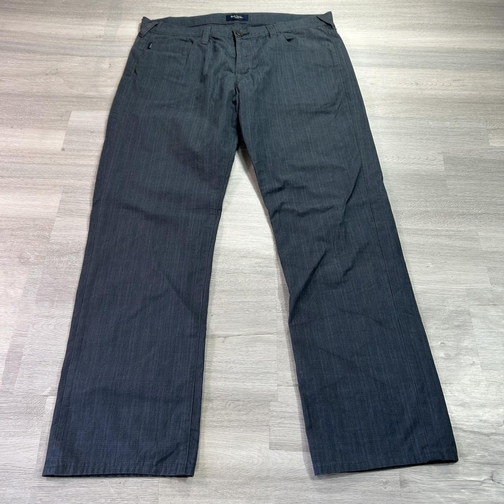 Paul Smith Jeans Mens 36x32 Gray Regular Straight Denim Cotton Blend Dark Wash